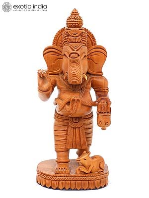 9" Standing Ganesha | Shivani Wood Statue