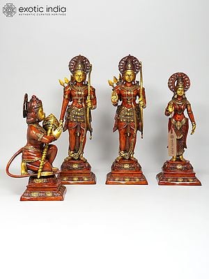 40" Large Shri Ram Darbar | Set of Four | Brass Statues