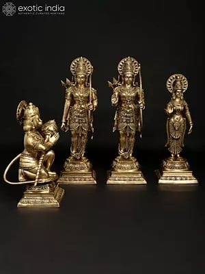 40" Large Shri Ram Darbar | Set of Four | Brass Statues