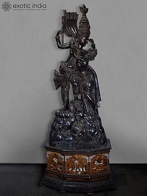 93" Super Large Dancing Radha Krishna | Rosewood Statue