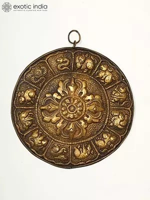 8" Tibetan Buddhist Vishwa-Vajra Wall Hanging (Made in Nepal) In Brass | Handmade | Made In India