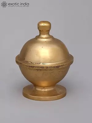 2" Small Brass Round Kumkum Box with Lid | Made in India