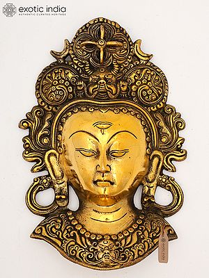 Goddess Tara Wall Hanging Mask - 10" Brass Statue