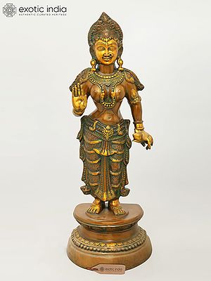 Large Brass Statue of Standing Devi Parvati (31 Inch)