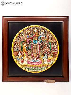 42" Wood Framed Shrinathji Panel | Wall Art