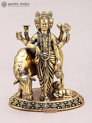 5" Lord Dattatreya Brass Idol