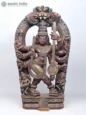48" Large Dancing Lord Shiva Sculpture in Wood