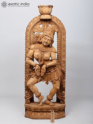 42" Large Dancing Apsara | Wood Carved Sculpture