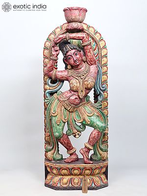 42" Large Dancing Apsara | Wood Carved Statue