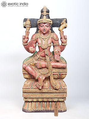 36" Large Sitting Lord Shiva as Pashupatinath | Wood Carved Statue