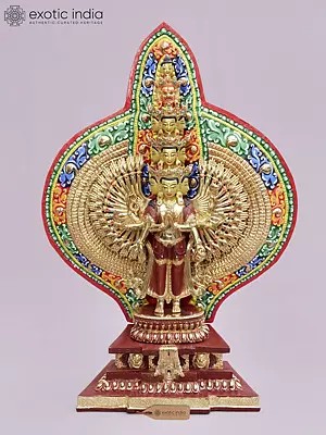 19" Colorful Thousand Armed Avalokiteshvara From Nepal