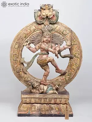 36" Large Dancing Lord Shiva (Nataraja) | Wooden Statue