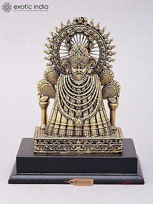 6" Small Superfine Khatu Shyam Ji | Brass Idol on Wood Base