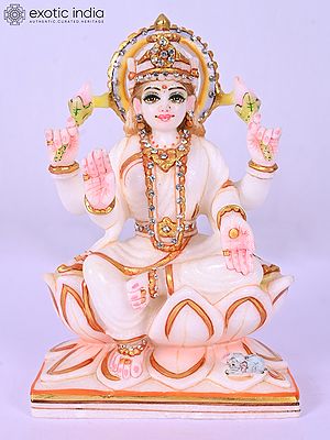 8" Four Armed Goddess Lakshmi Marble Statue