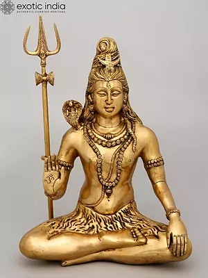 Brass Statue of Lord Shiva in Blessing Pose
