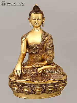 33" Superfine Large Buddha with the Life Story of Buddha Carved on the Robe