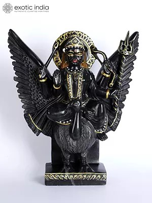 12" God Of Justice - Shani Dev | Black Marble Sculpture