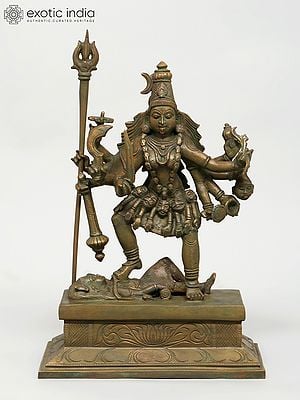 12" Goddess Kali Standing on Lord Shiva | Madhuchista Vidhana (Lost-Wax) | Panchaloha Bronze from Swamimalai