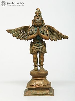 5" Small Standing Garuda - Vahana of Lord Vishnu | Madhuchista Vidhana (Lost-Wax) | Panchaloha Bronze from Swamimalai