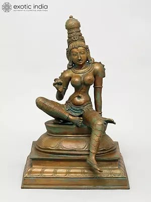12" Goddess Uma (Bhoga Shakti) | Madhuchista Vidhana (Lost-Wax) | Panchaloha Bronze from Swamimalai