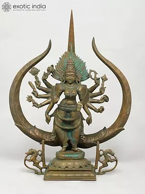 26" Twelve Armed Standing Goddess Kali with Trident | Madhuchista Vidhana (Lost-Wax) | Panchaloha Bronze from Swamimalai