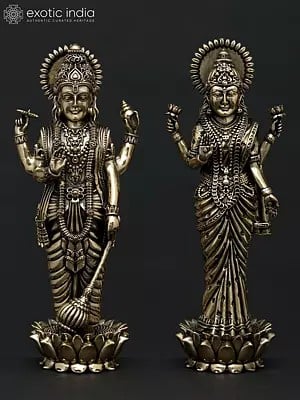 Superfine Standing Vsihnu - Lakshmi Pair | Brass Statues