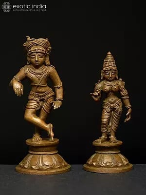 4" Small Vrishvahana Shiva with Parvati | Set of 2 | Madhuchista Vidhana (Lost-Wax) | Panchaloha Bronze from Swamimalai