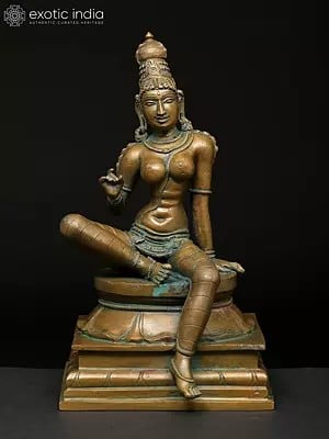 8" Sitting Goddess Uma (Bhoga Shakti) | Madhuchista Vidhana (Lost-Wax) | Panchaloha Bronze from Swamimalai