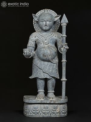 18" Standing Nandi (Lord Shiva's Vahana) | Granite Stone Statue | Made In Orissa