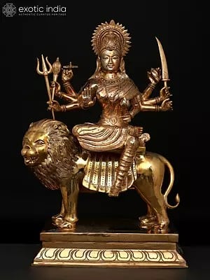 20" Eight Armed Goddess Durga (Sherawali Maa) | Madhuchista Vidhana (Lost-Wax) | Panchaloha Bronze from Swamimalai