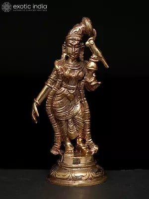 3" Small Goddess Andal | Madhuchista Vidhana (Lost-Wax) | Panchaloha Bronze from Swamimalai