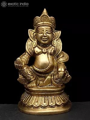 4" Small Lod Kubera | Brass Statue