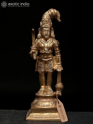 6" Tamil Deity Karuppu Sami Bronze Statue | Karuppasamy Idol