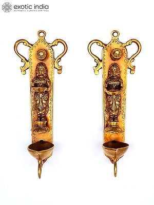 10" Deeplakshmi Wall Hanging (Price Per Pair) in Brass | Handmade | Made in India