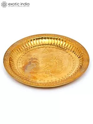 7" Ganesha Puja Thali In Brass | Handmade | Made In India