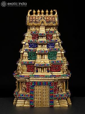 9" Meenakshi Temple of South India Brass Sculpture - Handmade Intricate Art