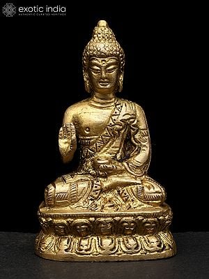 3" Small Blessing Lord Buddha Brass Idol | Handmade | Made in India
