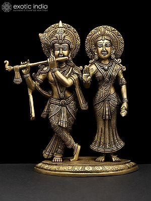 10" Radha Krishna In Brass | Handmade | Made In India