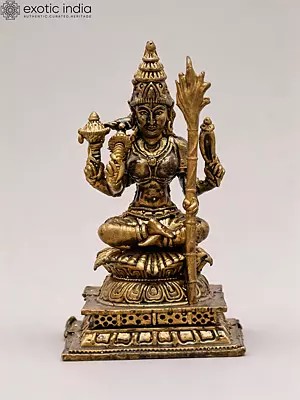 2" Small Goddess Rajarajeshvari (Tripura Sundari) Copper Idol
