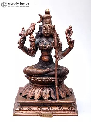 Small Copper Statue of Goddess Rajarajeshvari (Tripura Sundari)