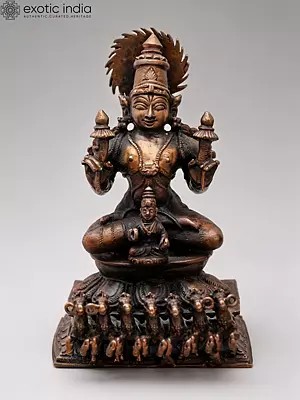 Copper Statue of Lord Surya with Seven Horses