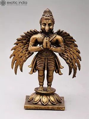 Copper Garuda Statue in Namaskar Pose