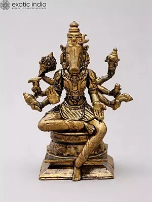 Copper Statue of Sitting Goddess Varahi - 2 Inch