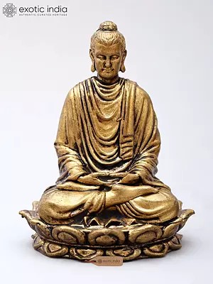 Copper Buddha Statue: 2" Seated in Meditation on Lotus Base