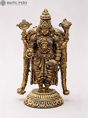 3" Lord Tirupati Balaji (Venkateshvara) Copper Statue