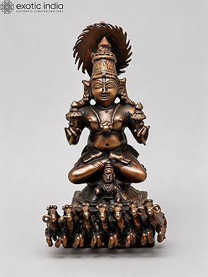 4" Copper Surya Dev with his Seven Horses Idol