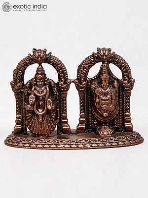 2" Lord Venkateshvara with Goddess Padmavati Copper Statue