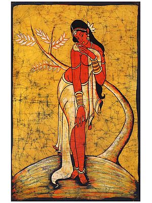 Indian Beauty Batik Painting on Cotton