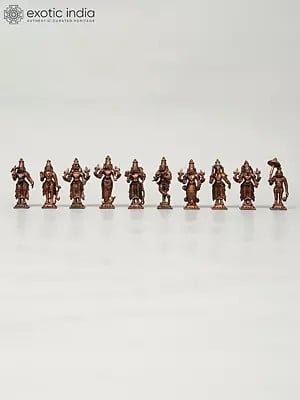 3" Small Dashavatara of Lord Vishnu | Copper Statues