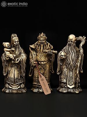 Sanxing - Fu Lu Shou (Three Chinese Deities Represent Good Fortune, Prospeity and Longevity) | Set of 3 Brass Statues